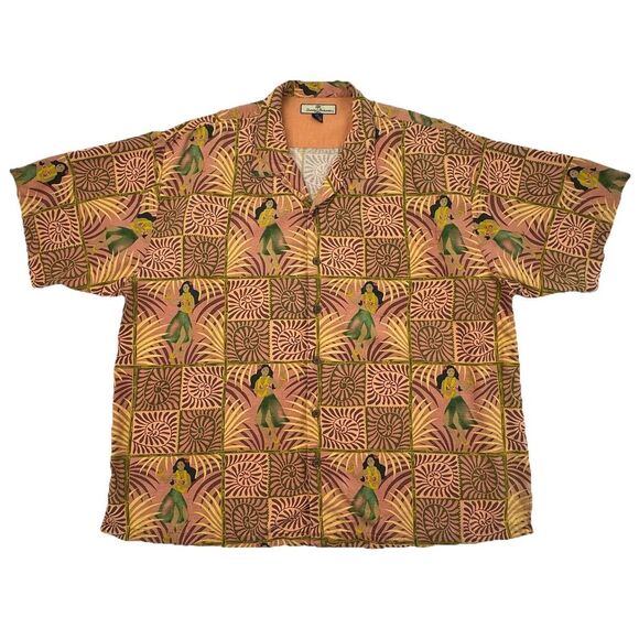 Tommy Bahama 100% Silk Hawaiian Shirt Hula Girl Print Size XXL Aloha Camp - Picture 3 of 8